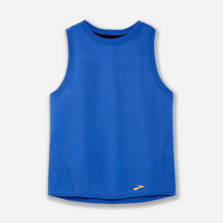 Brooks Women's Distance Running Tank Top Singapore - Blue Bolt (87301-LBGY)